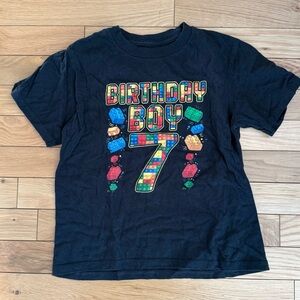 7th Birthday Boy Block T-shirt, Size Small